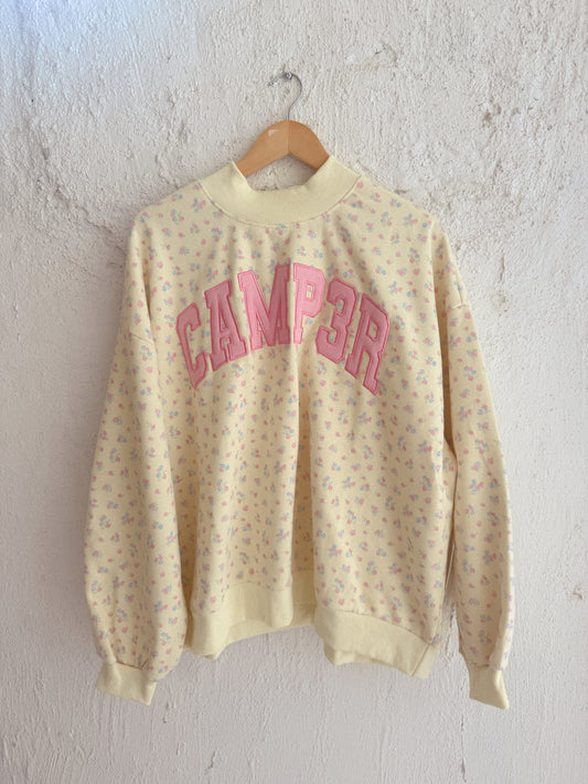 Happy Camper floral mock neck