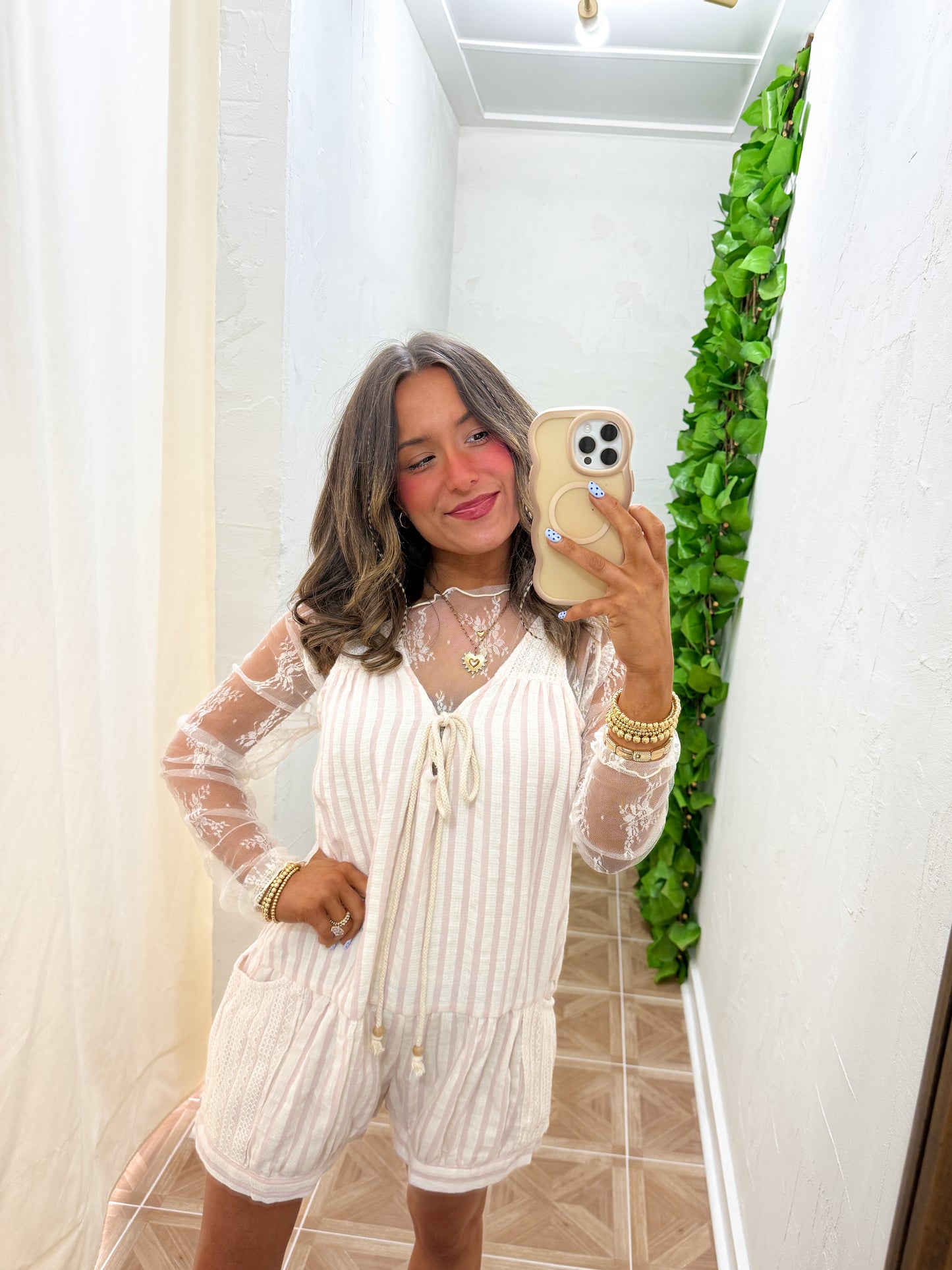 Sarah romper *pink and blue*