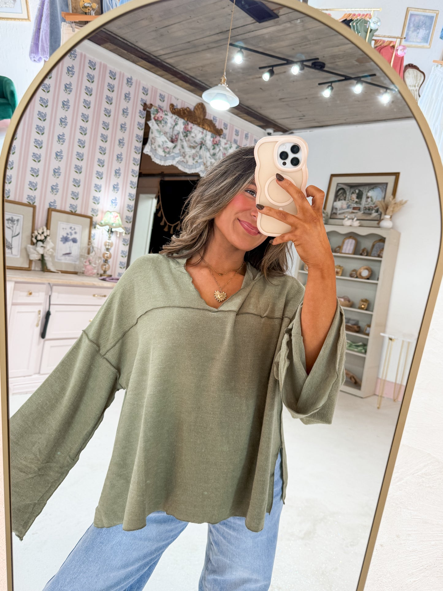 olive hooded top