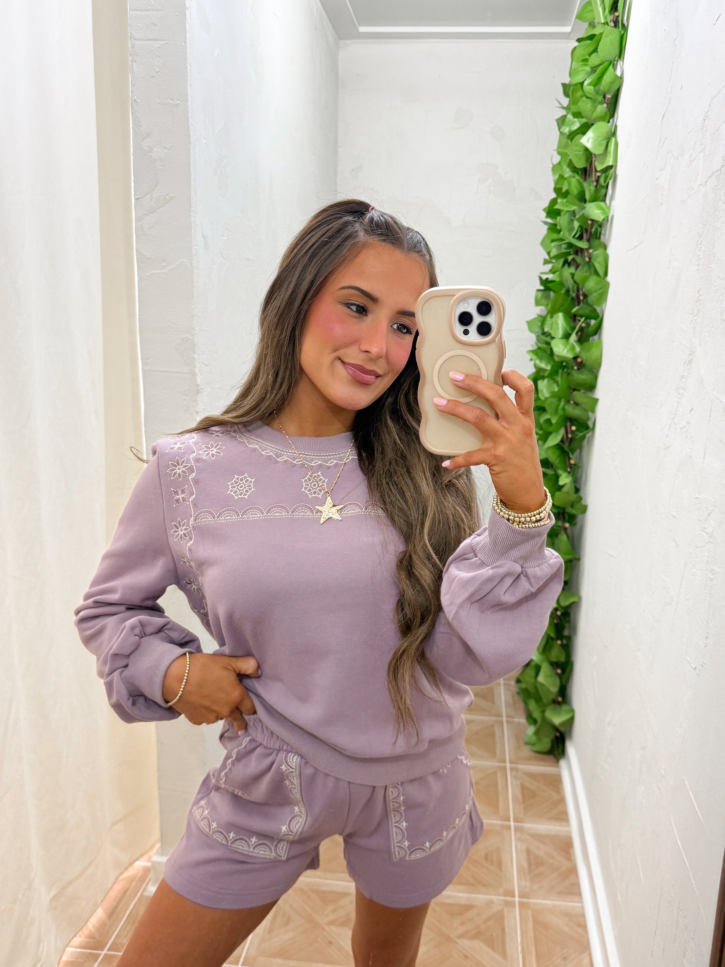 embroidered set purple