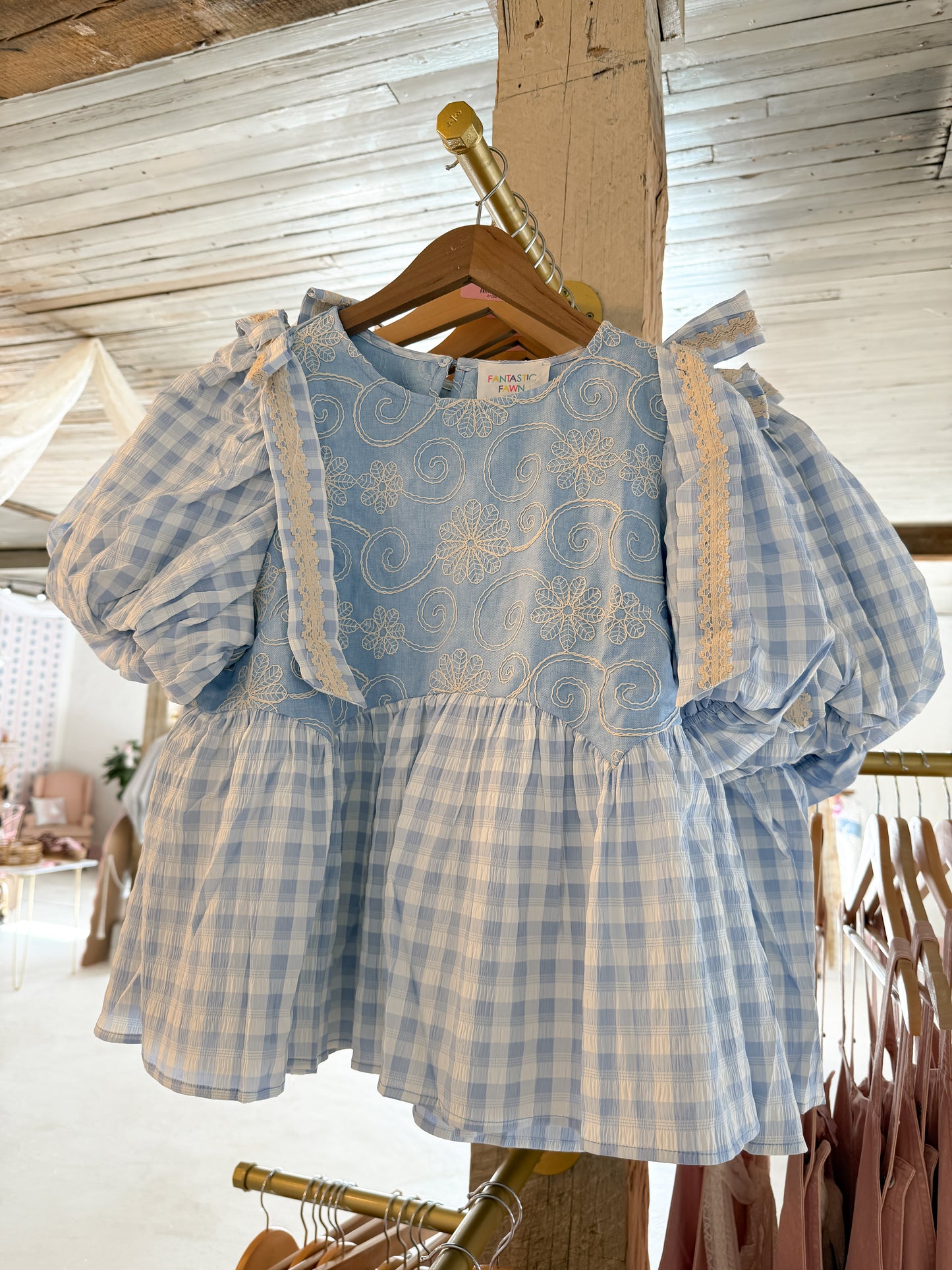 checkered print babydoll top