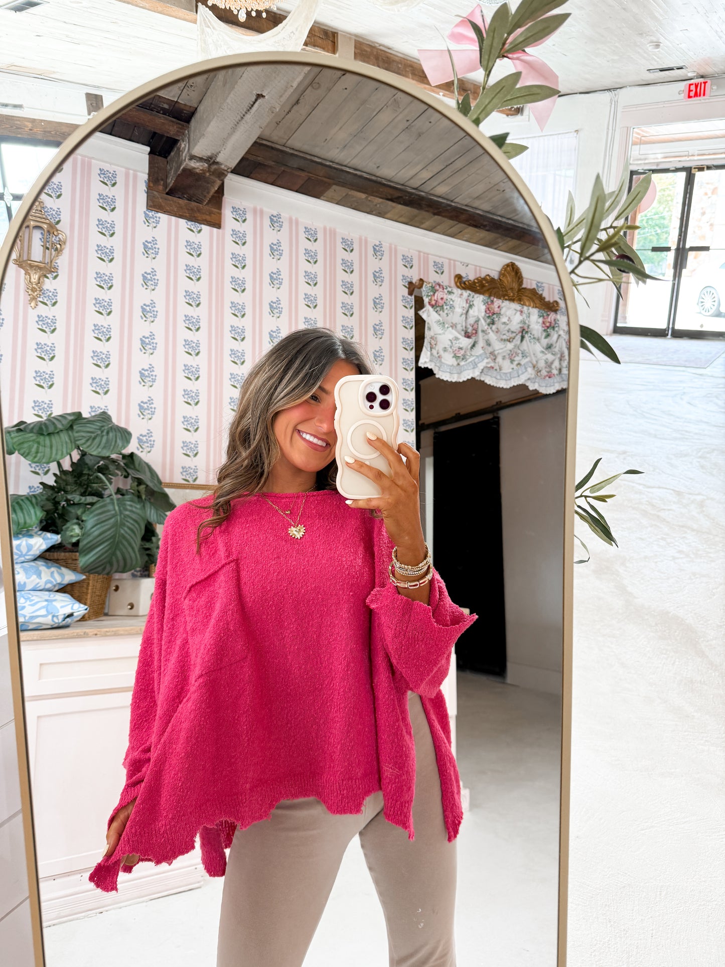Fuchsia sherpa top