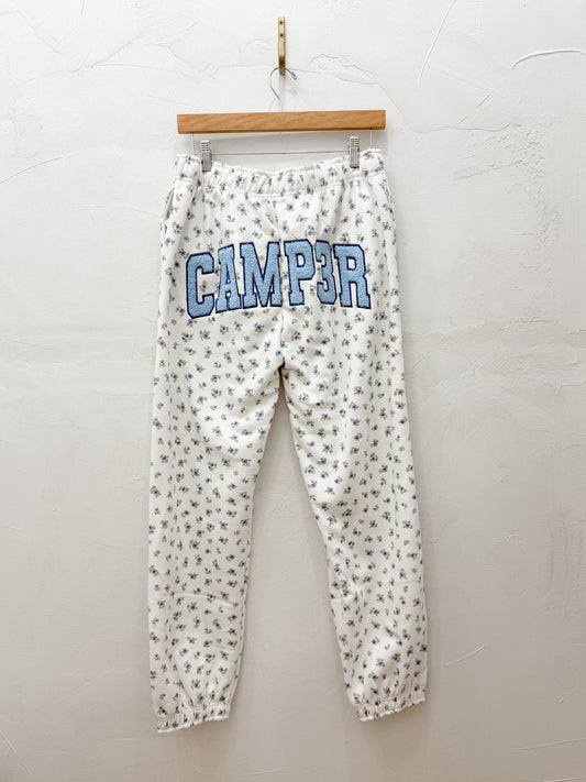 Happy Camper blue floral joggers