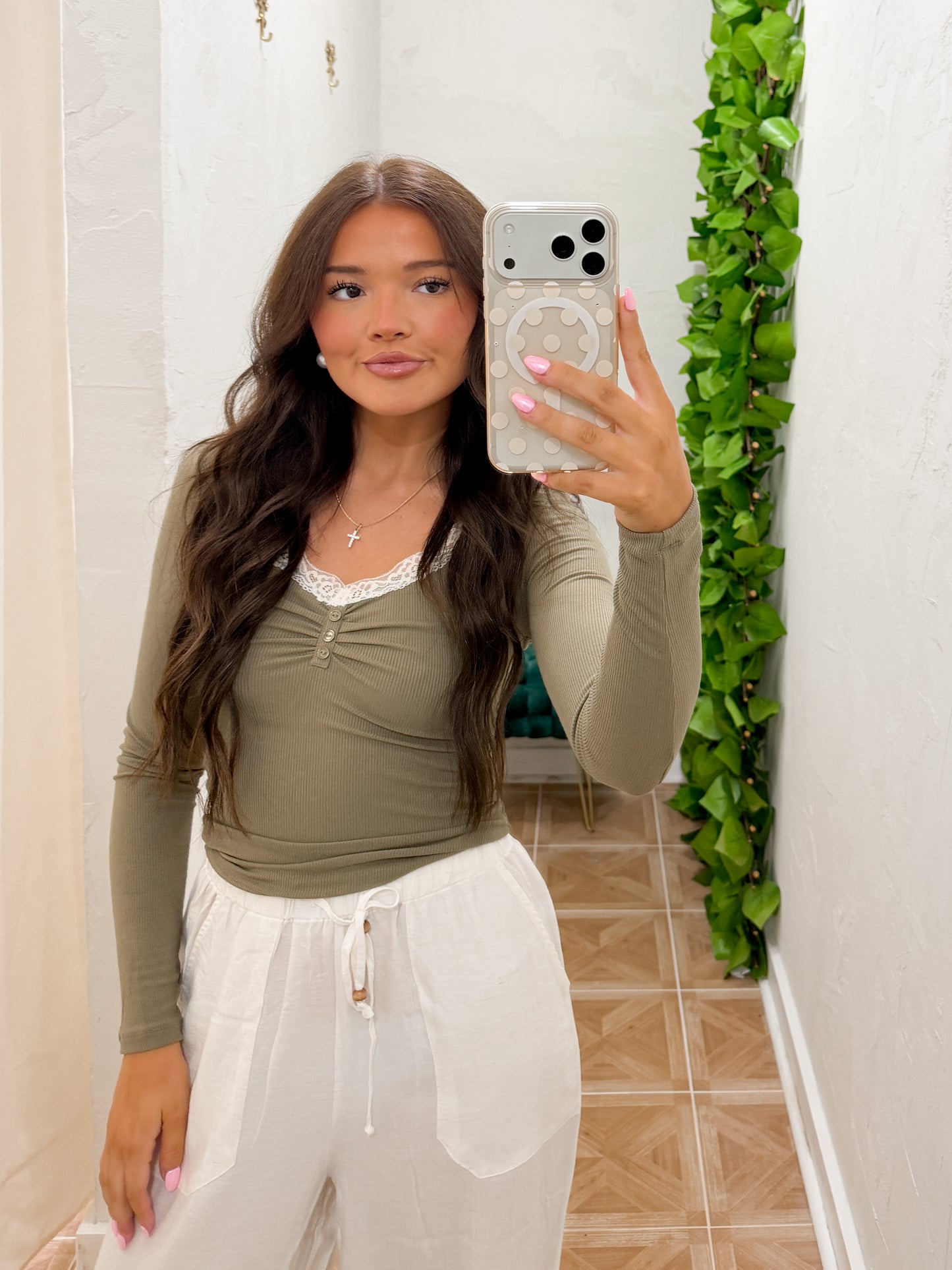 Karlee lace trim top *two colors*