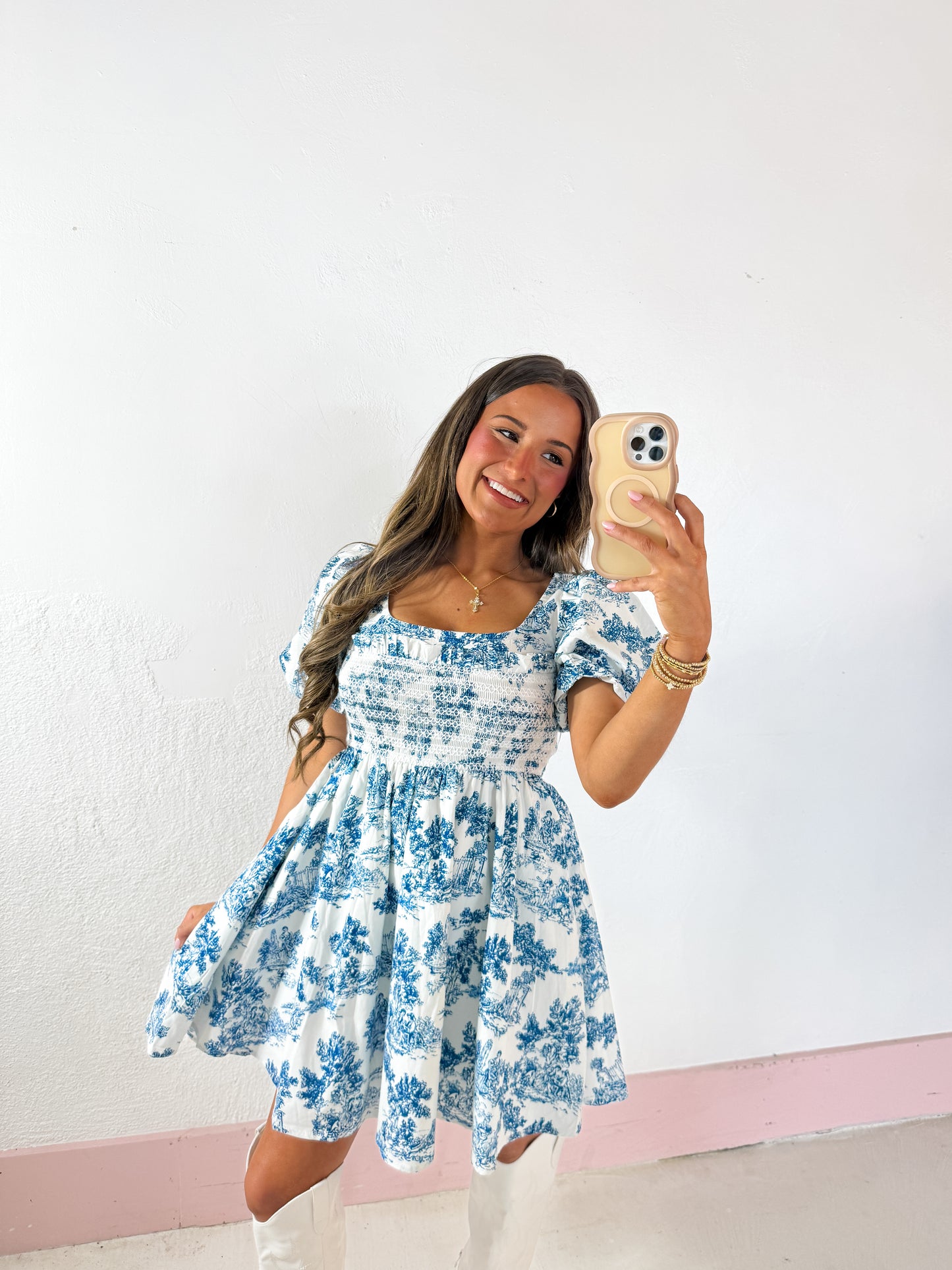 beau smocked mini dress RESTOCK