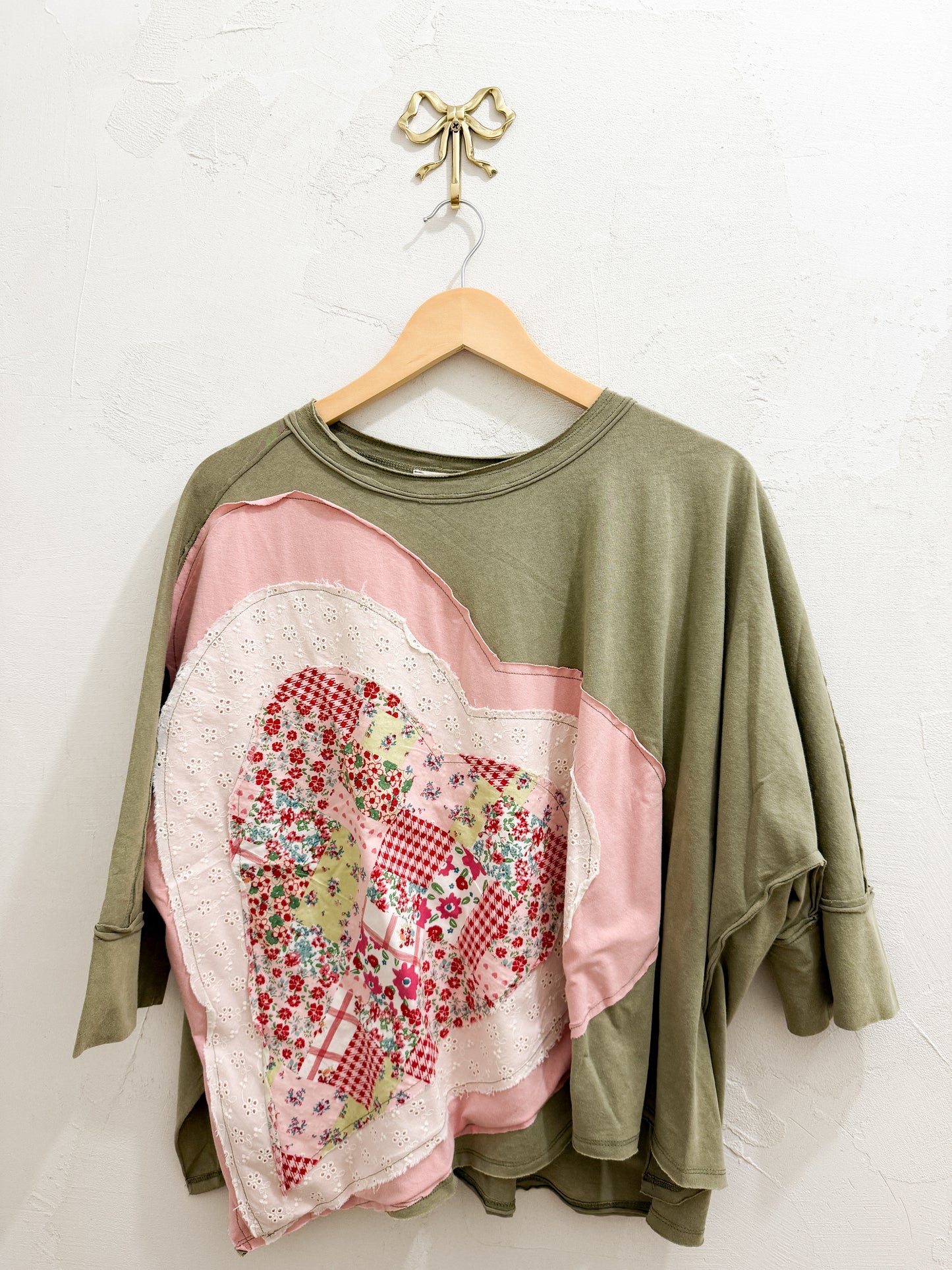 sage patchwork shirt