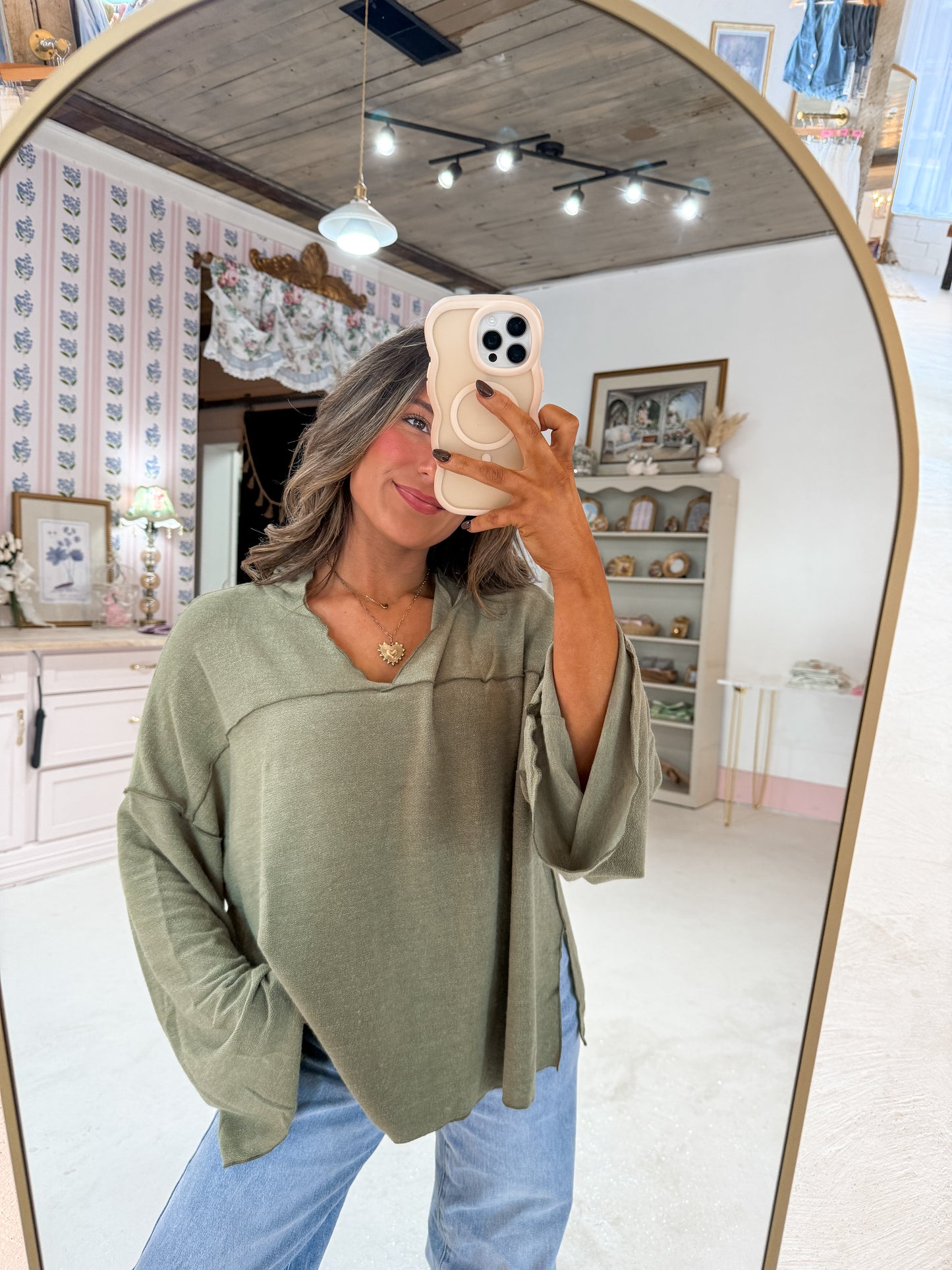 olive hooded top