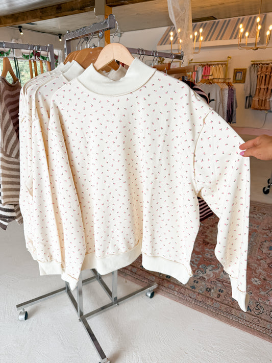 Sayla cream ditsy floral mockneck