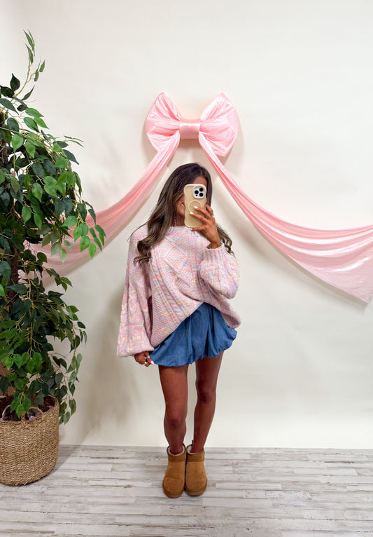 denim bubble mini skirt