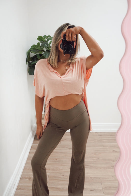 RESTOCK mocha butter soft flare pants | curvy