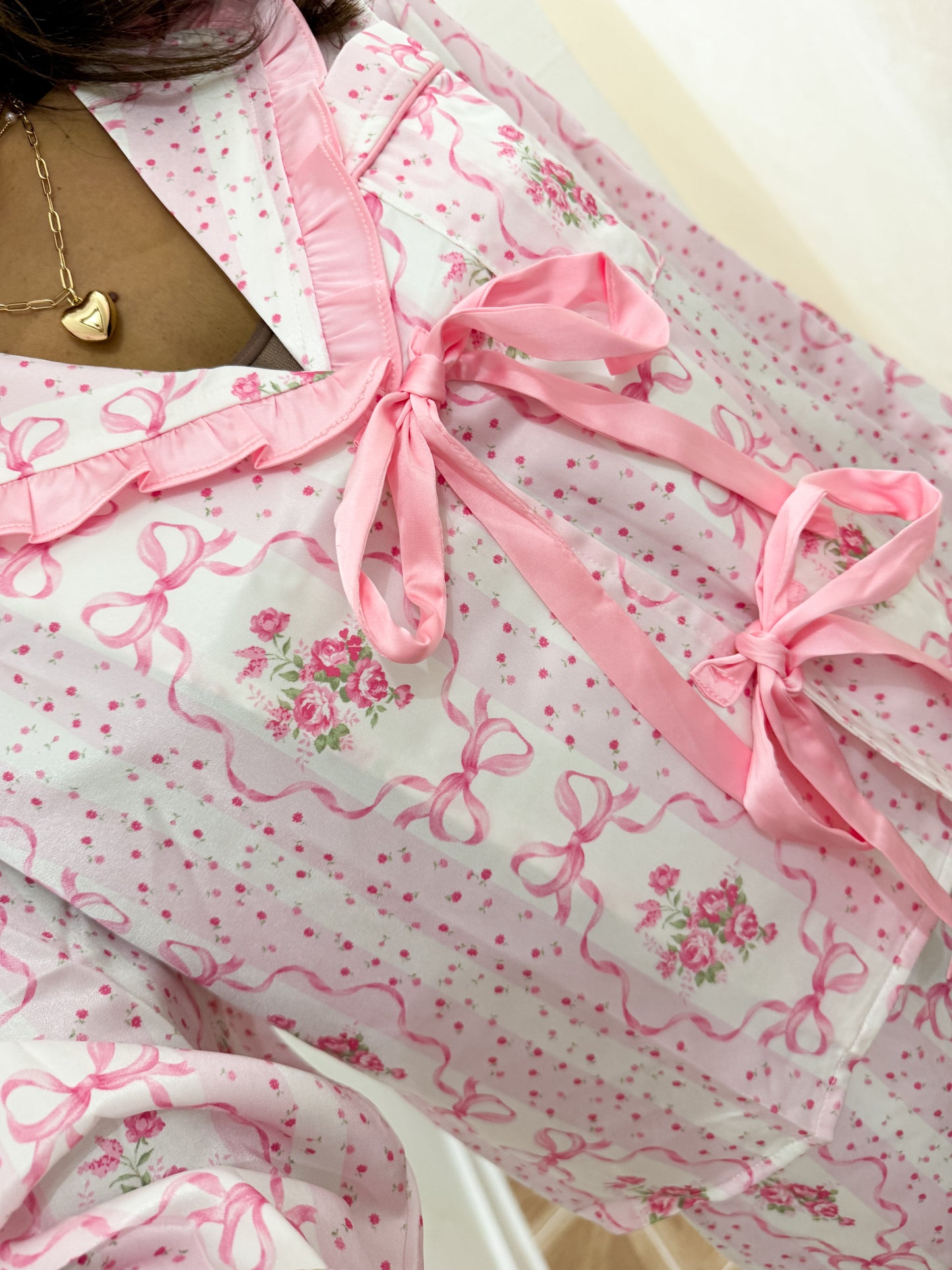 Satin bow pj set