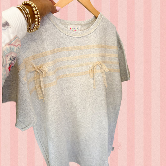 lace bow t shirt