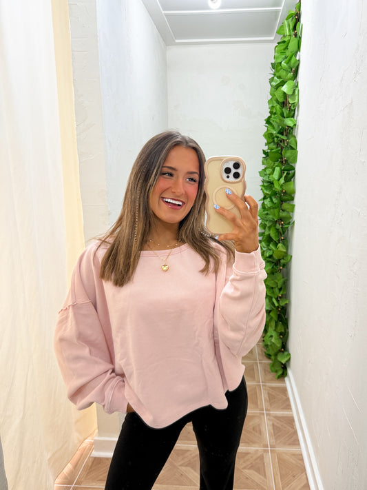 Baby pink cropped sweater