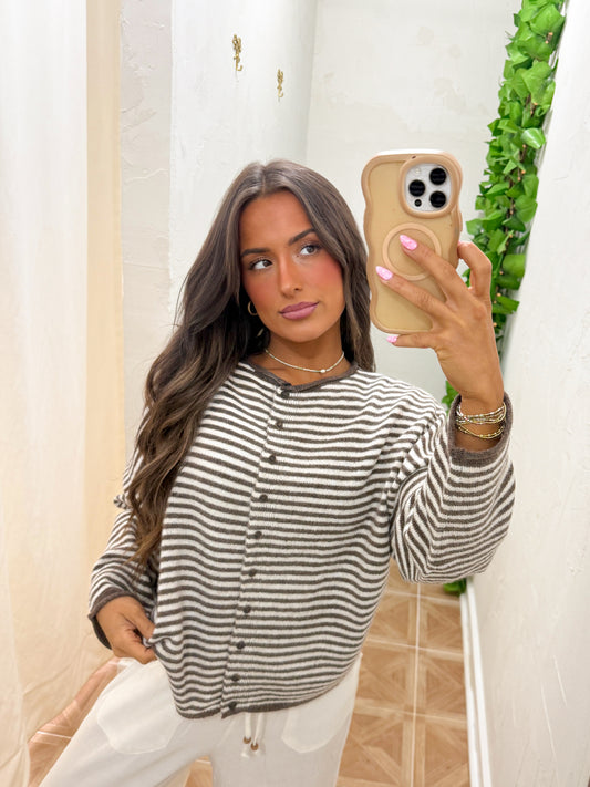 long sleeve stripe cardigan *three colors*