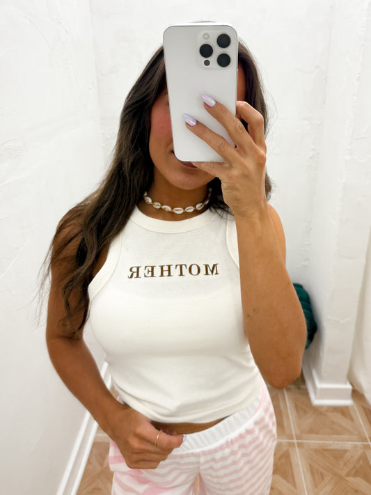 mother embroidered tank