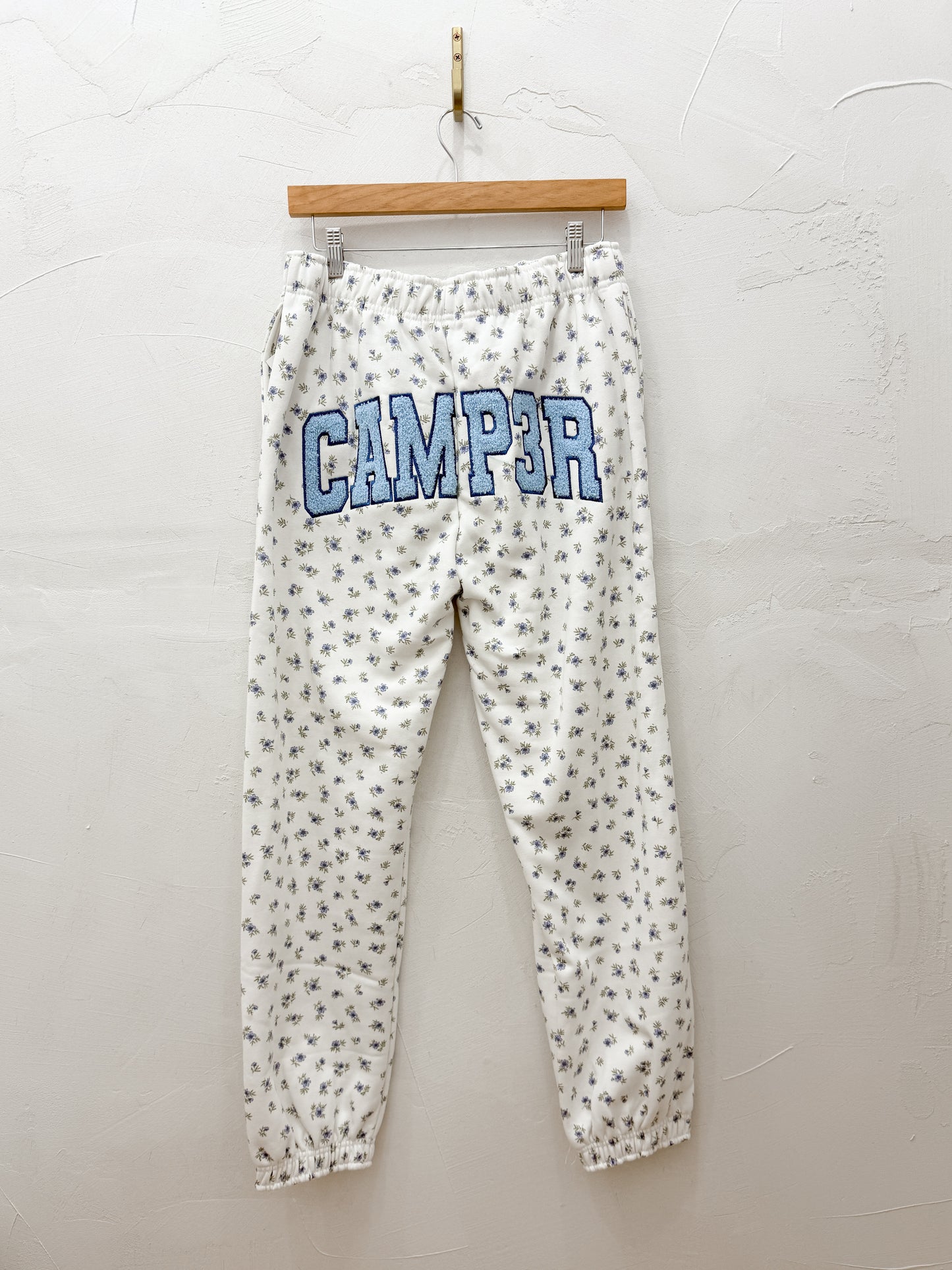 Happy Camper blue floral joggers