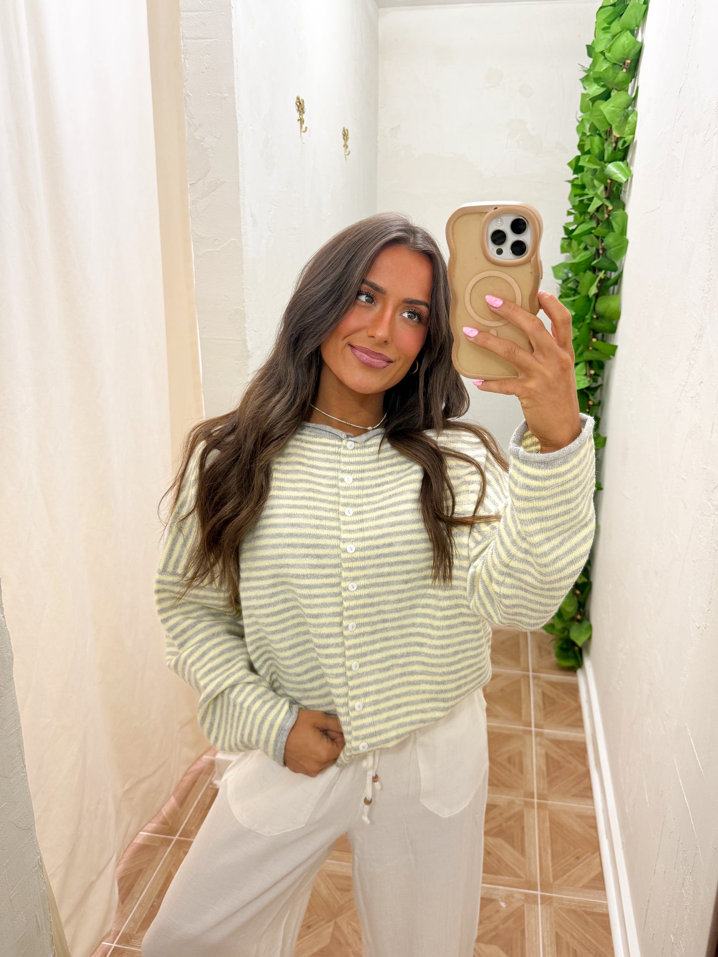 long sleeve stripe cardigan *three colors*