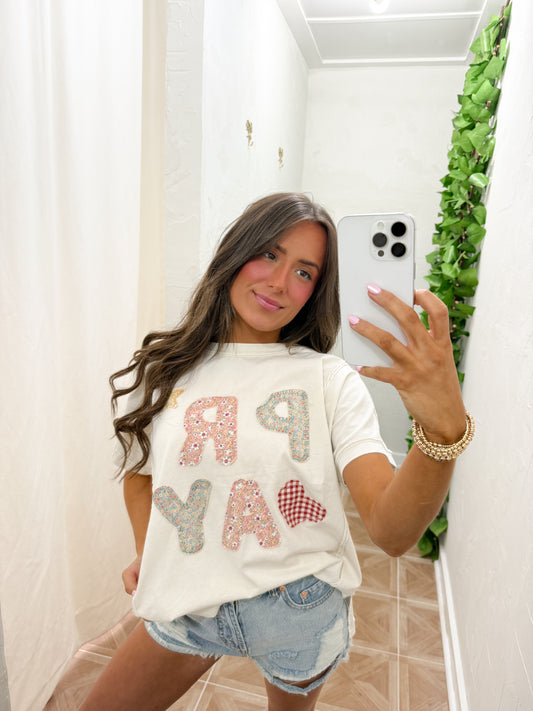 Pray patchwork top