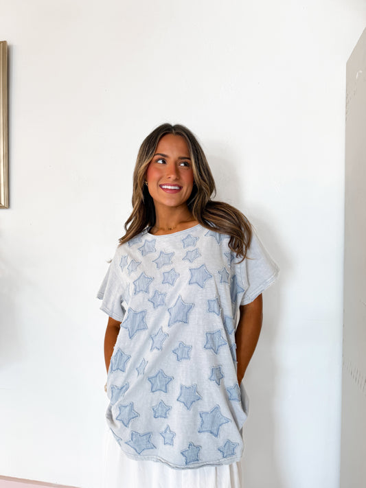 star patchwork shirt with pockets
