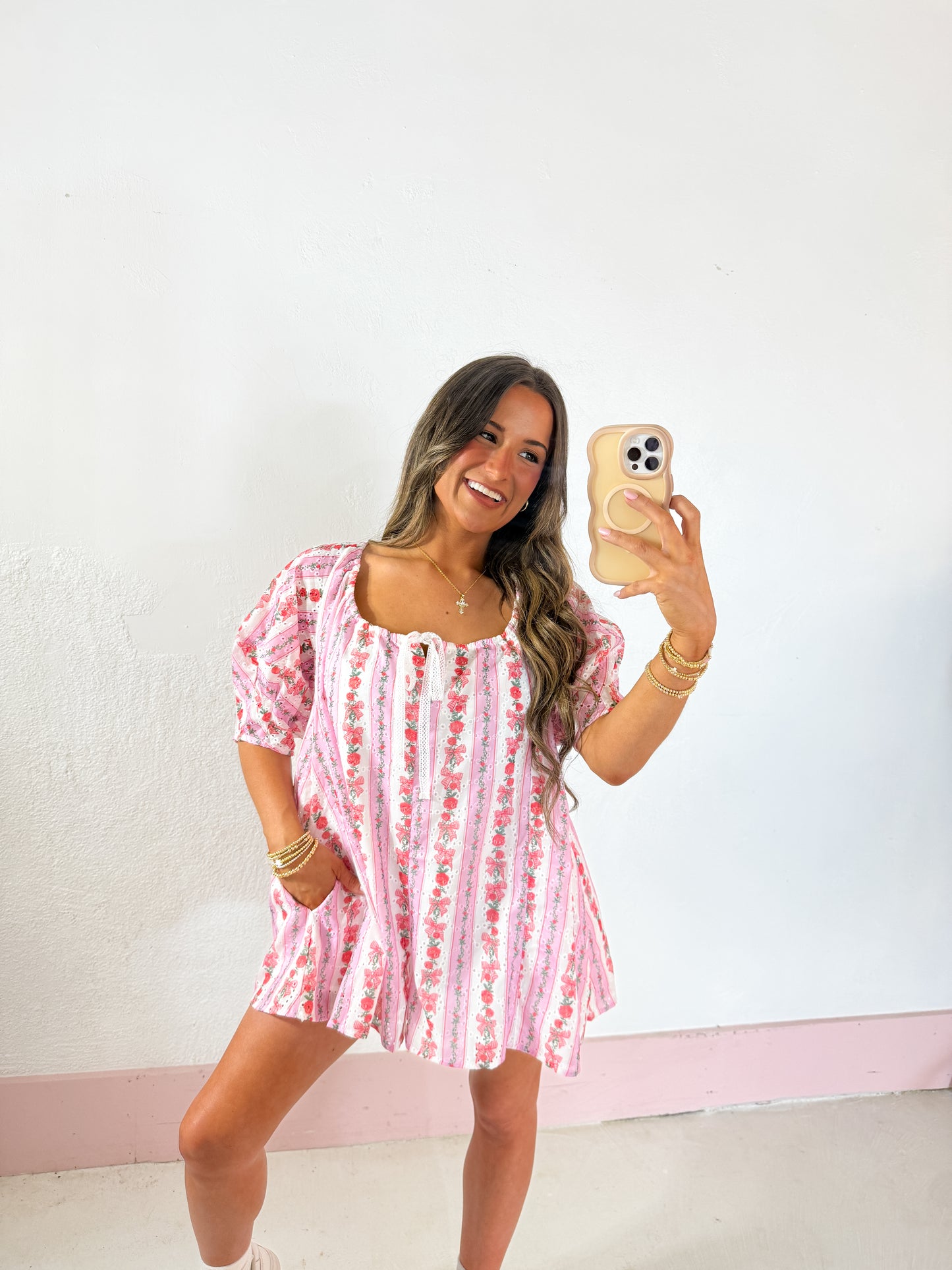 Floral babydoll romper with pockets *2 colors*