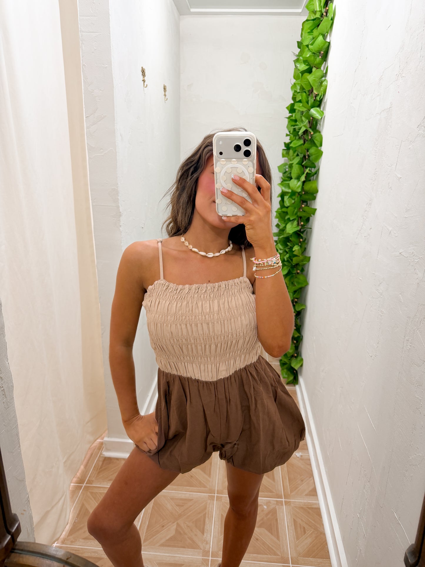 mocha bubble romper