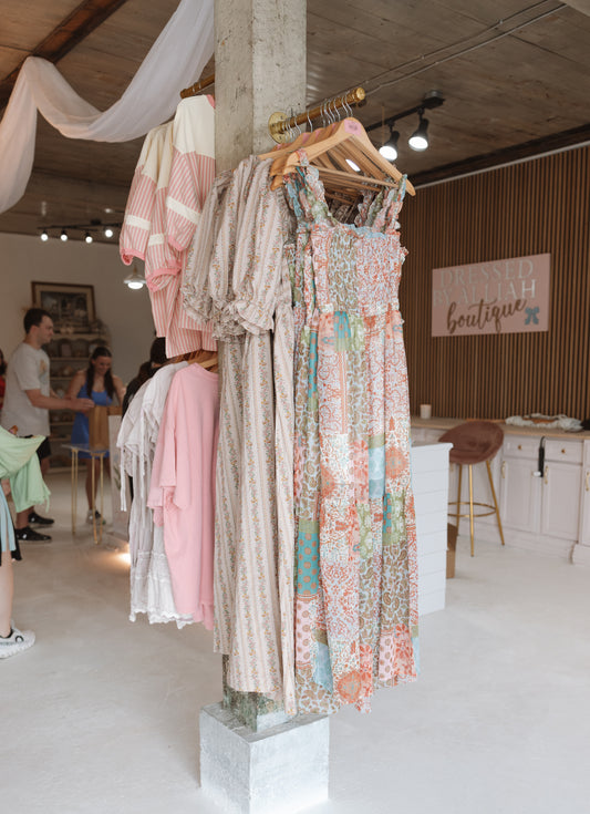 smocked maxi dress