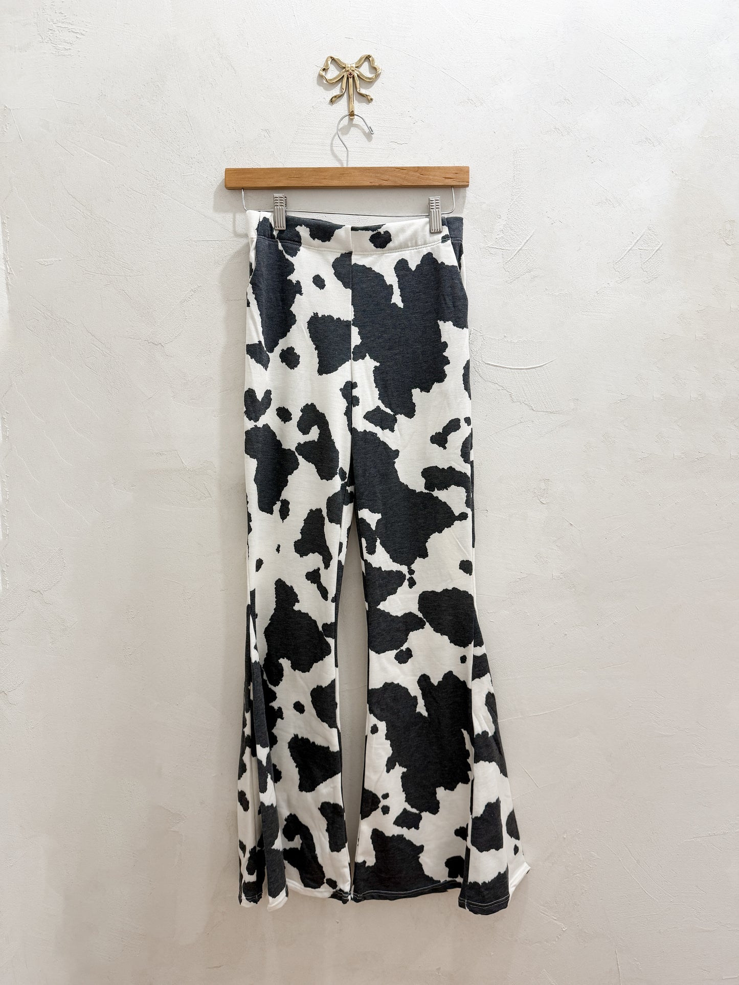 cow print yoga flares | curvy