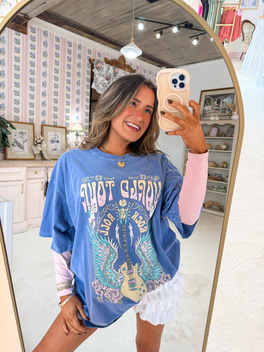 world tour rock n roll graphic tee