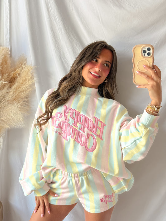 Happy Camper stripe sweatshirt