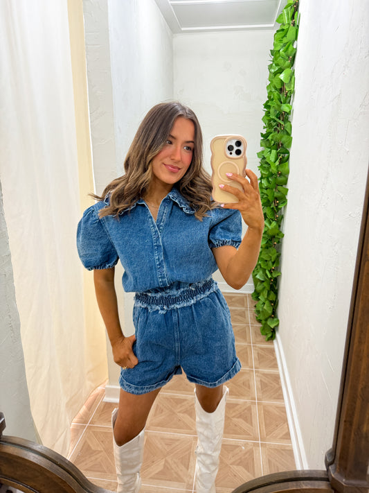 Dolly denim romper