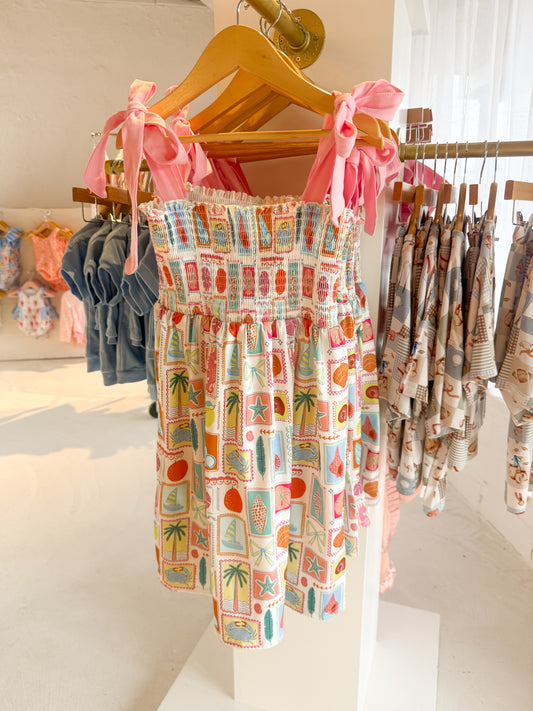 coastal smocked toddler dress