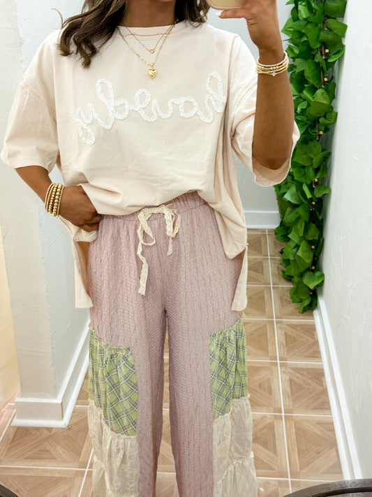 colorblock tiered pants