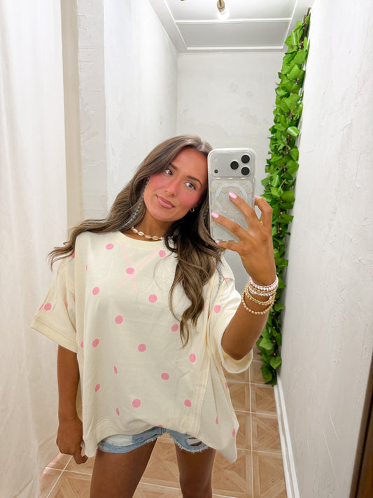 polka dot oversized top