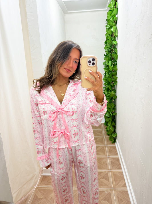 Satin bow pj set