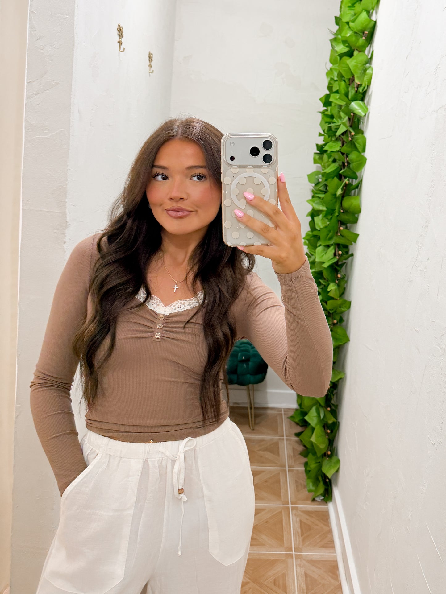 Karlee lace trim top *two colors*