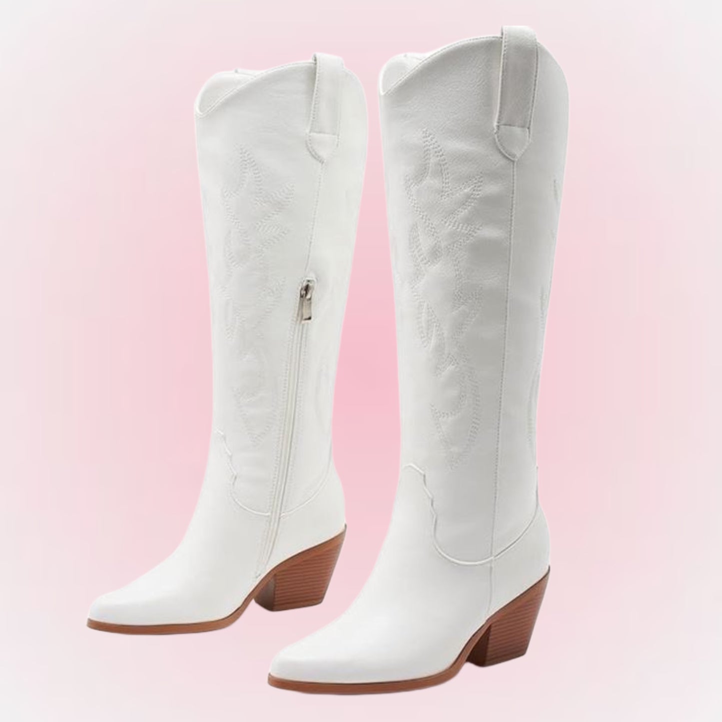 White tall cowgirl boots