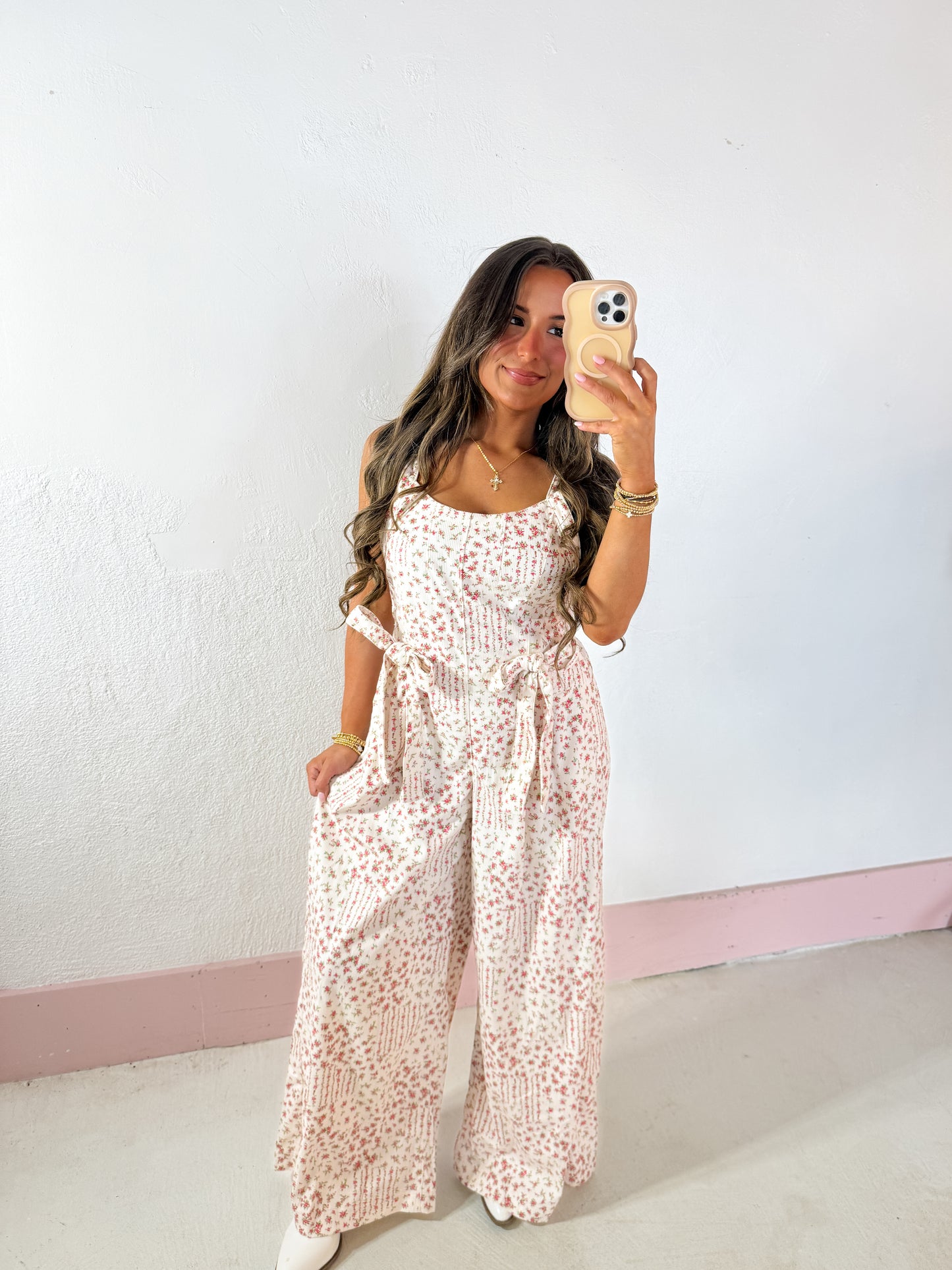 corduroy ditsy floral jumpsuit