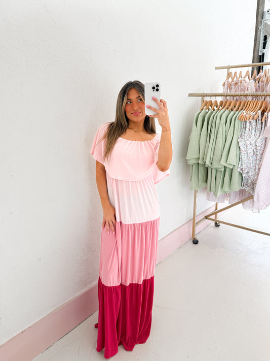 Colorblock maternity dress