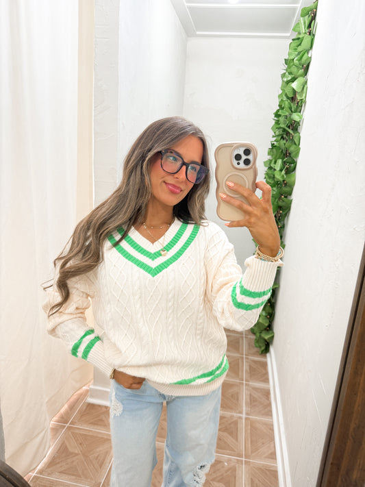 Preppy cable sweater
