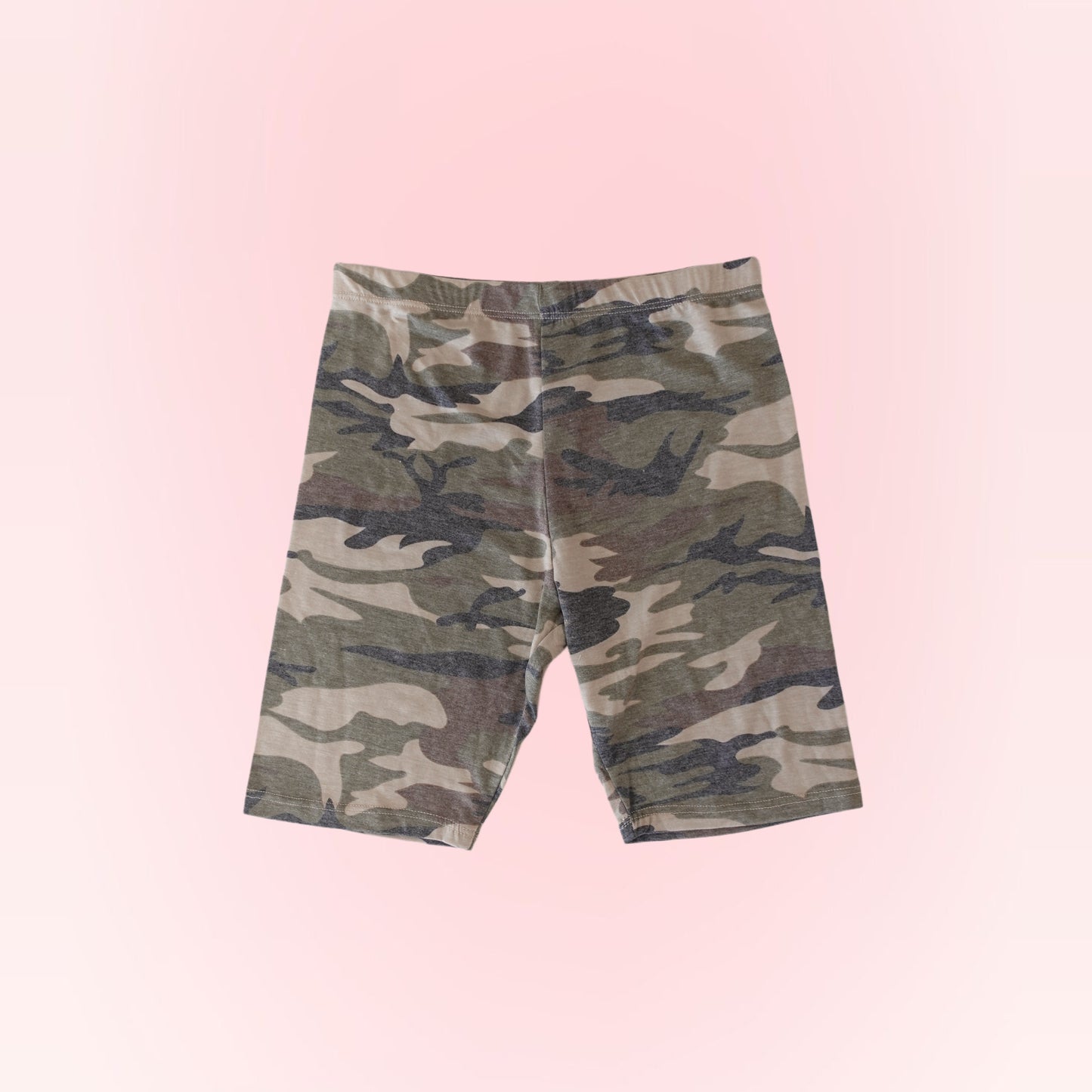 camo biker shorts | curvy