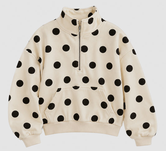 Denny polka dot half zip