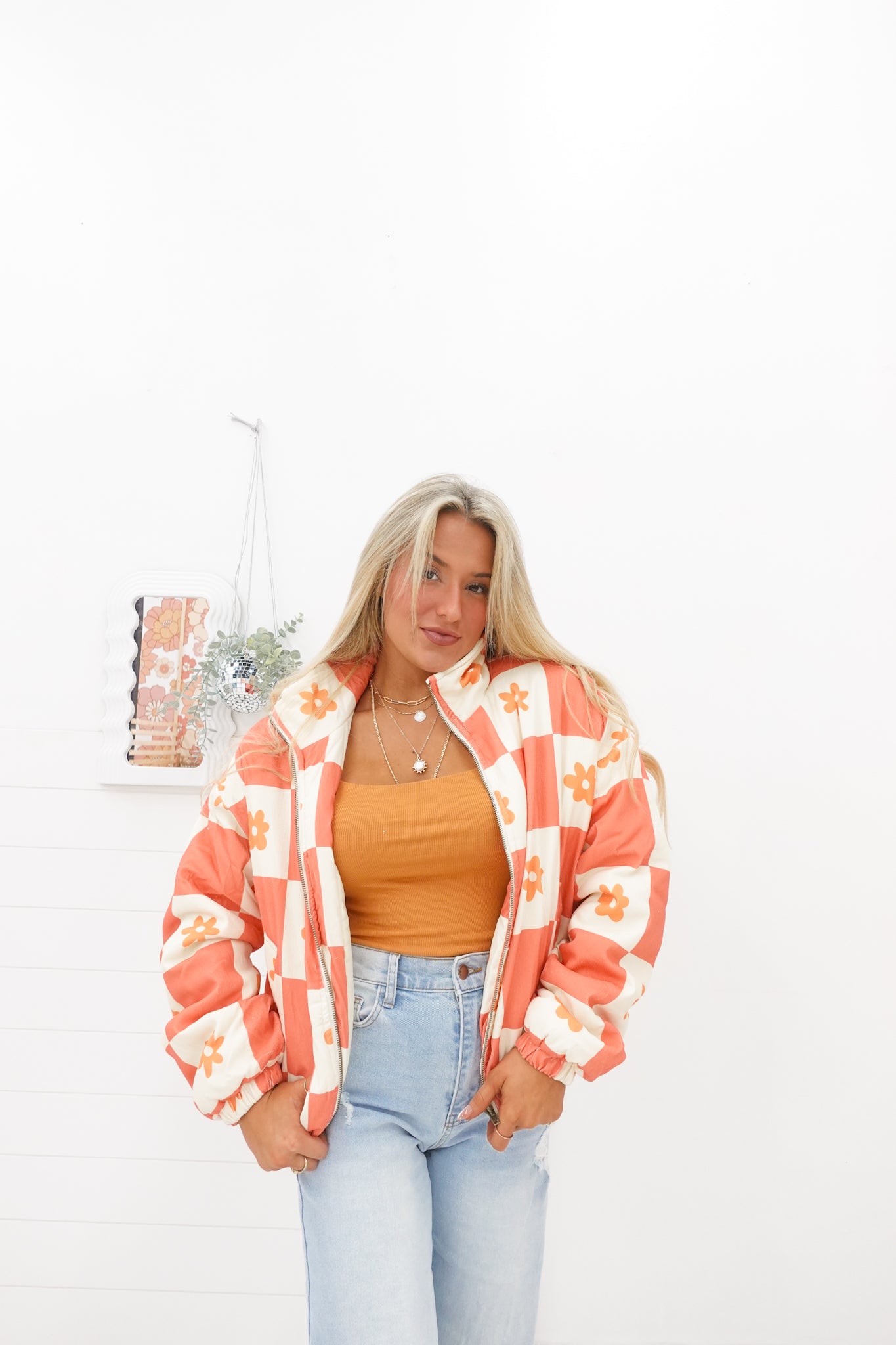 floral retro puffer jacket