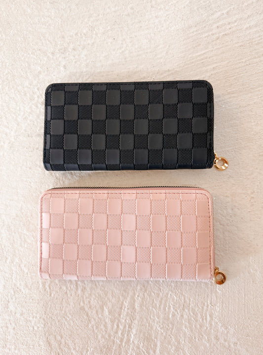 Checkered wallet pink & black