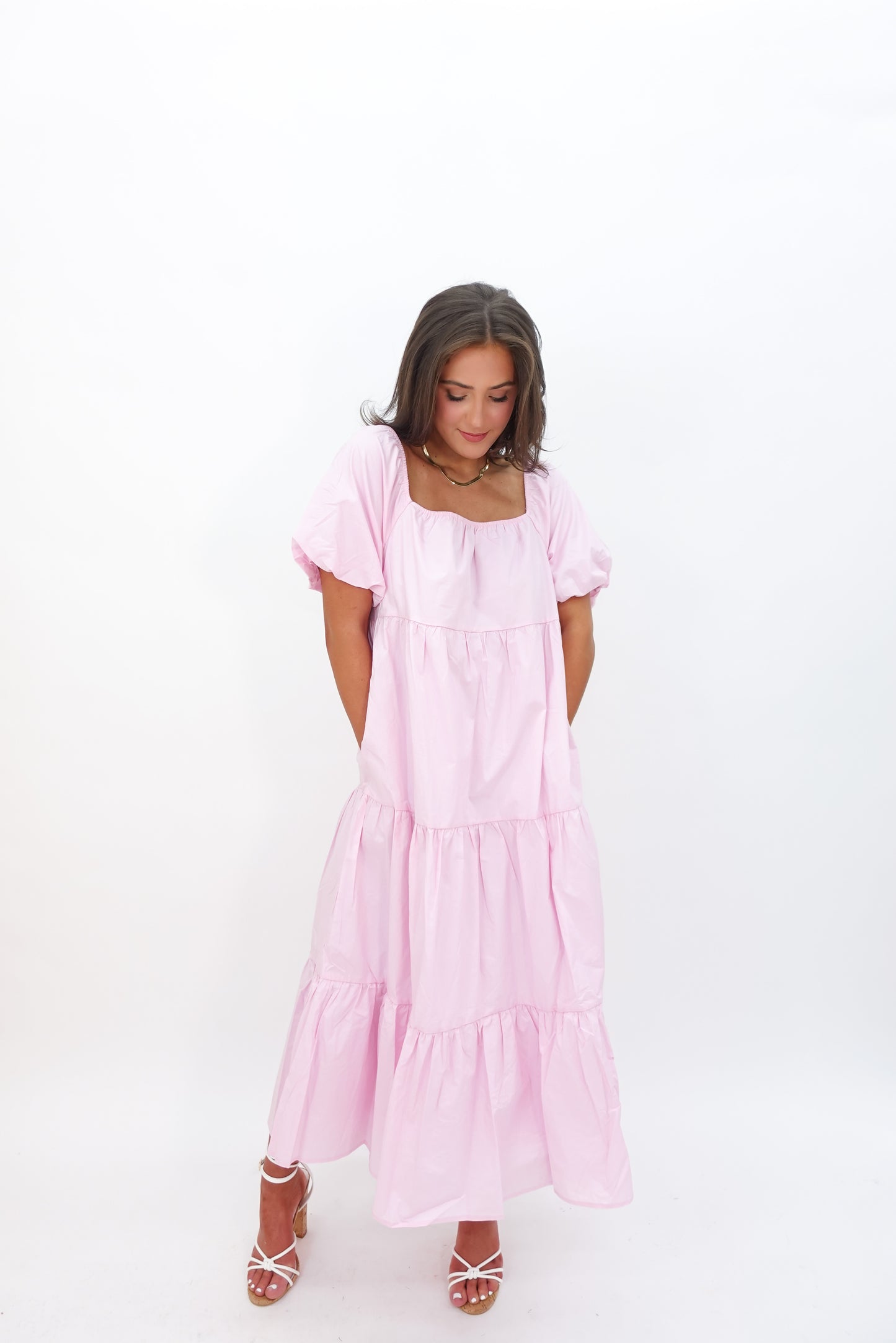 tessa maxi dress | baby pink + blue